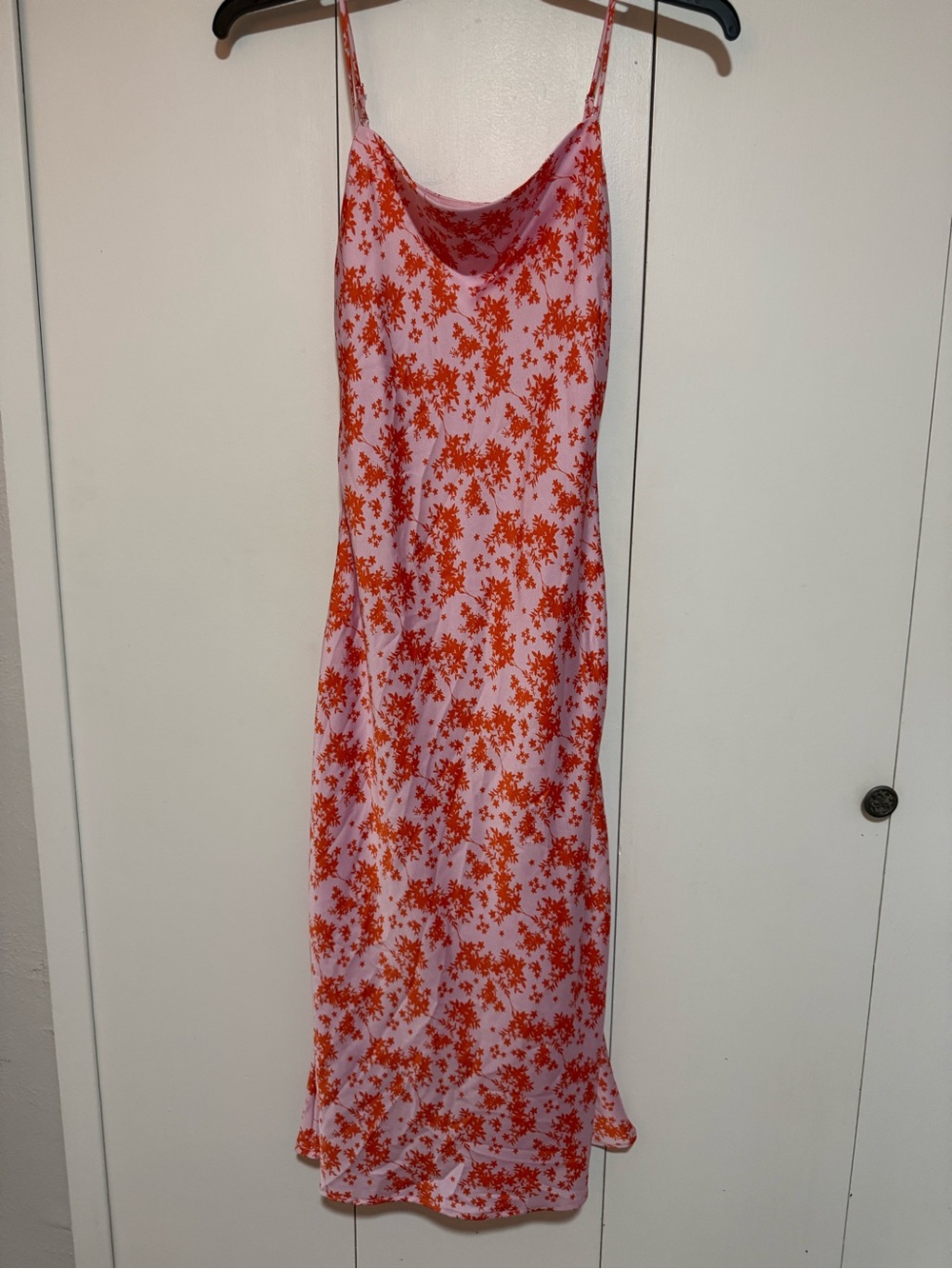 All in Favor Midi Floral Slip Dress pink orange ditzy size XS - Picture 3 of 5
